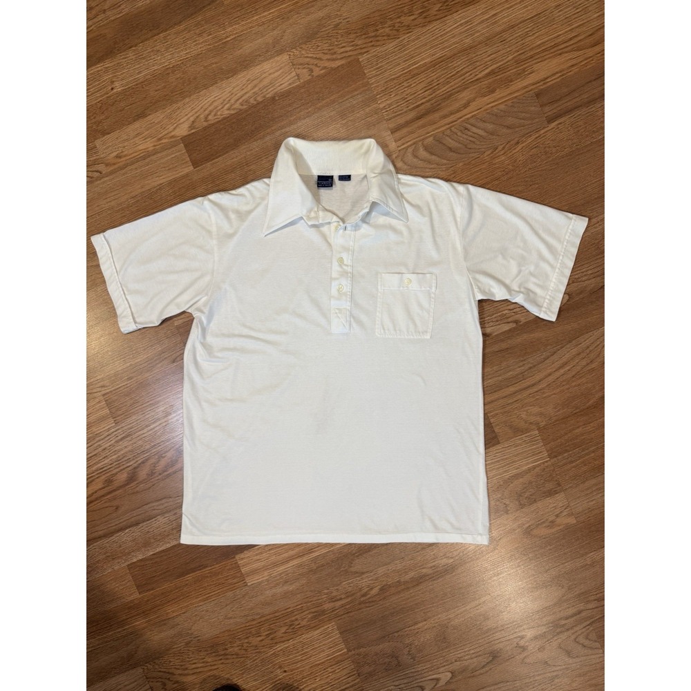Vintage 70s Joe Namath by Arrow Golf Polo Shirt White Size XL Retro Casual
